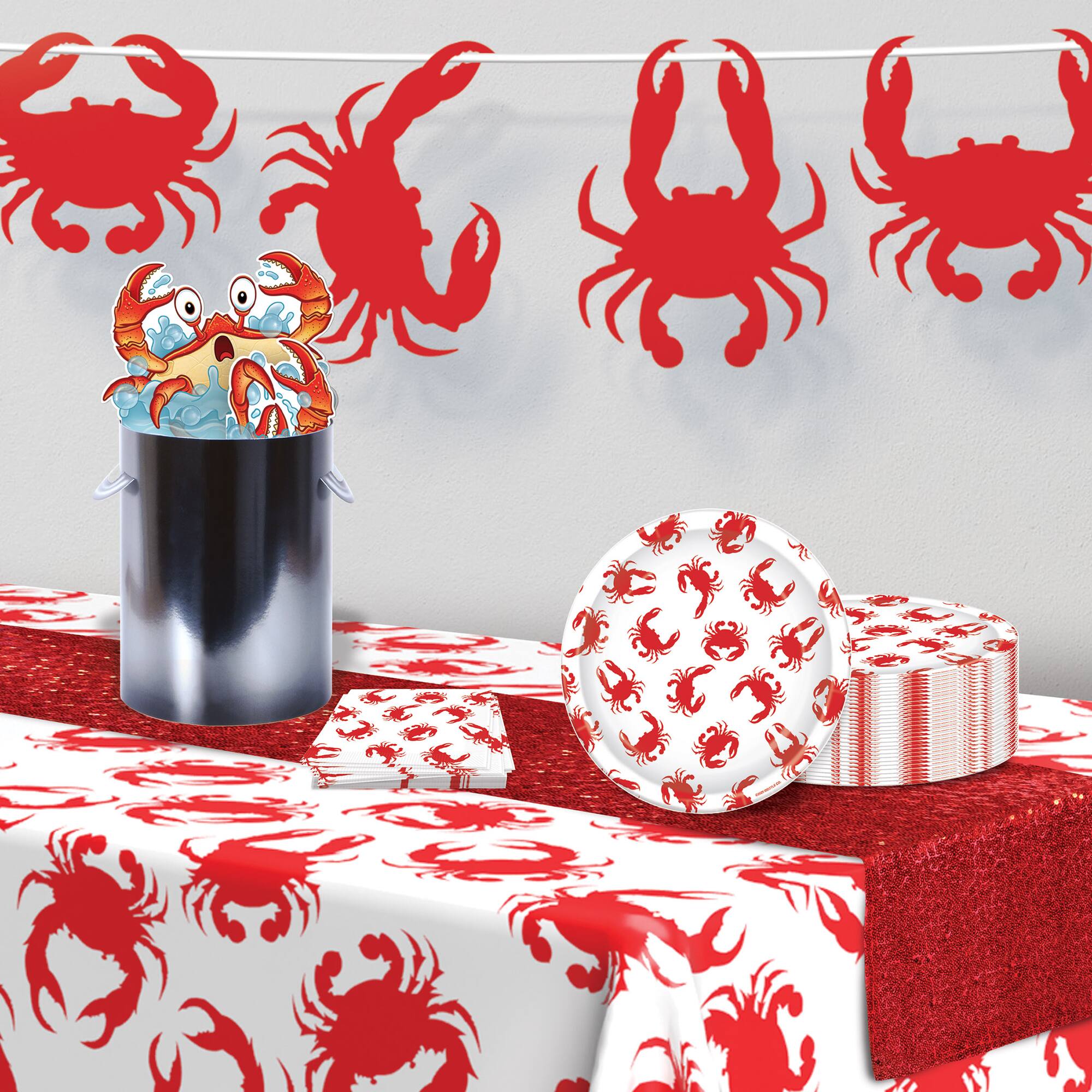 Beistle 9" White & Red Crab Plates, 16ct.